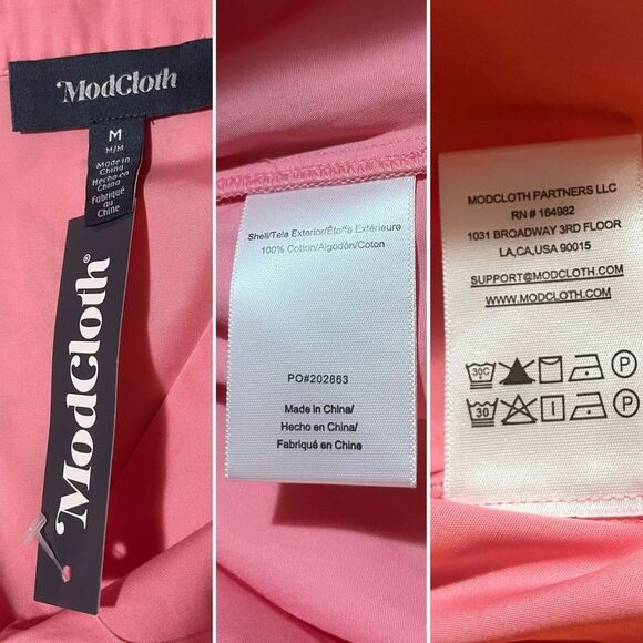 Modcloth Never Better Y-Neck Cotton Top Pink Peplum Blouse M NWT - Picture 10 of 11